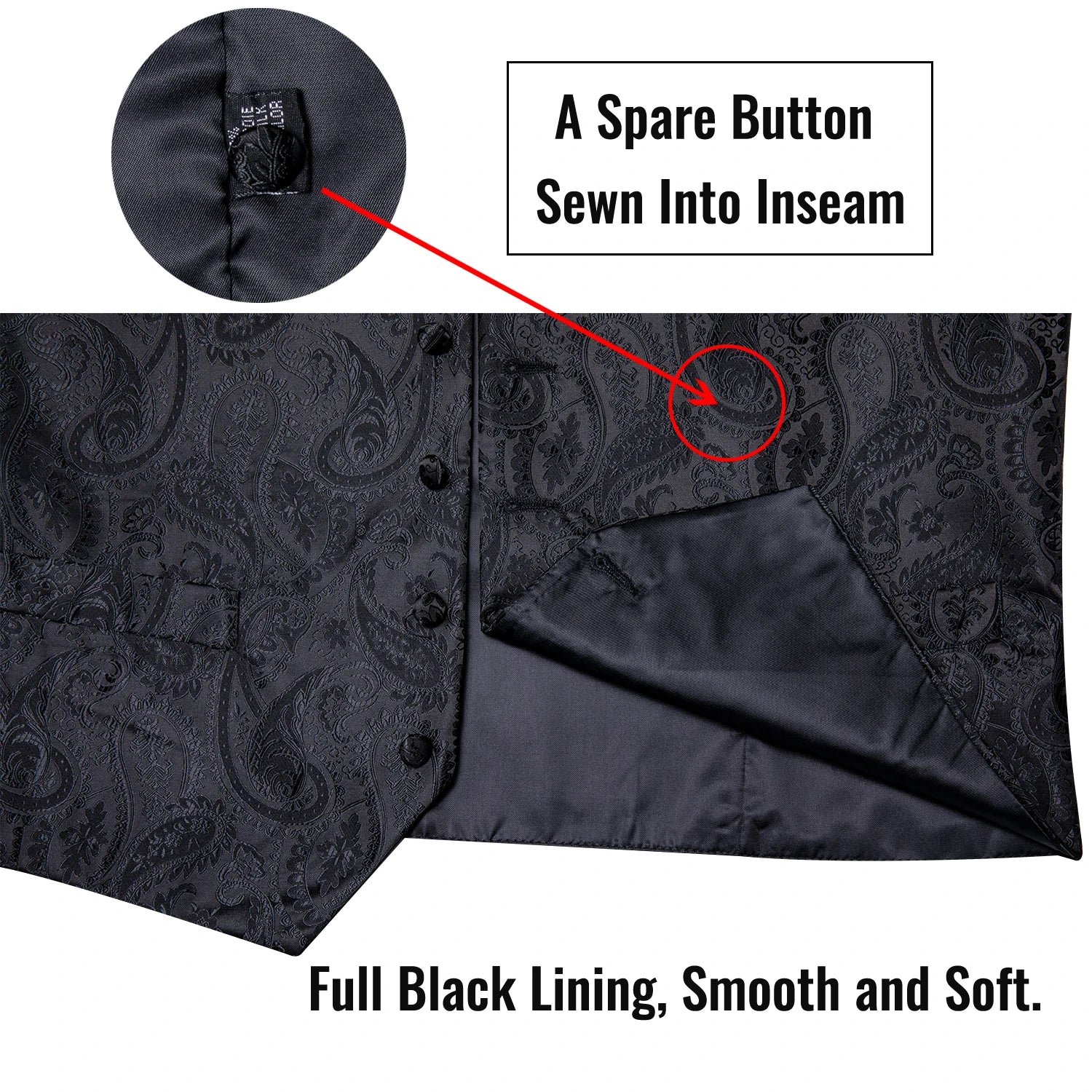 Classic Formal Black Paisley Waistcoat Set
