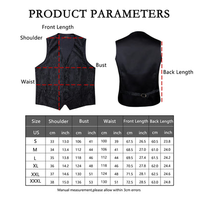 Classic Formal Black Paisley Waistcoat Set