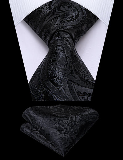 Classic Formal Black Paisley Waistcoat Set